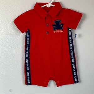 Build A Bear Workshop NWT Red Teddy Romper Size 9 Months